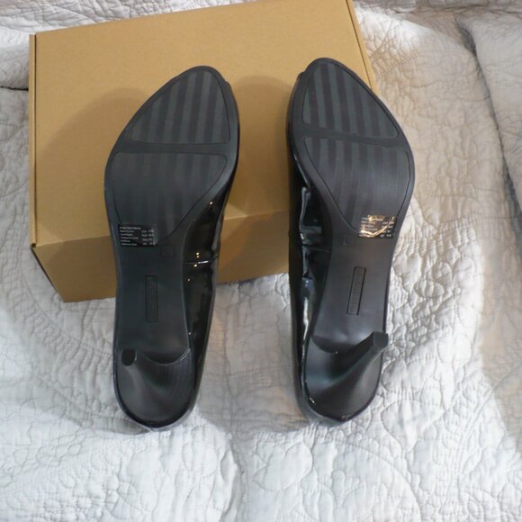 NEW WITHOUT BOX- Predictions Brand Black Patent Peep Toes w/ Stack Heels-SZ 13W - Picture 9 of 9